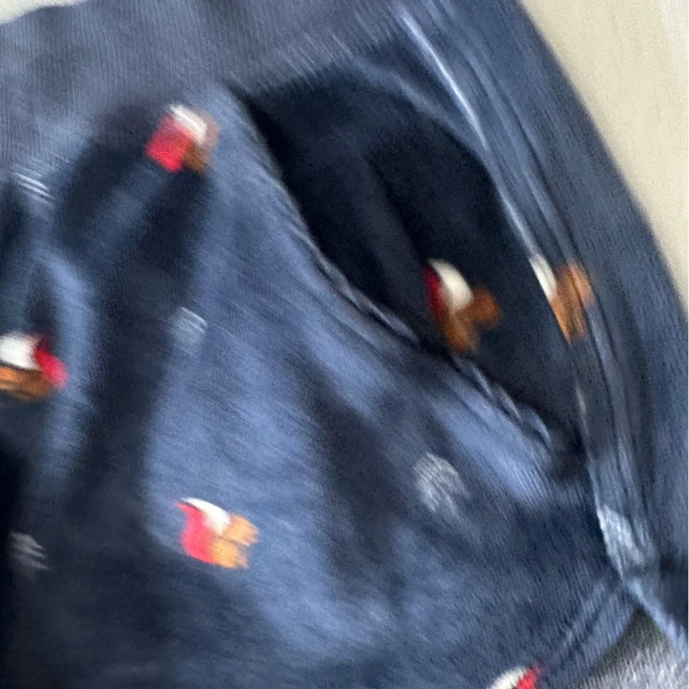 Abercrombie & Fitch Navy Velour Pajama Shorts Squirrel Embroidery Satin Bow S - Picture 6 of 7